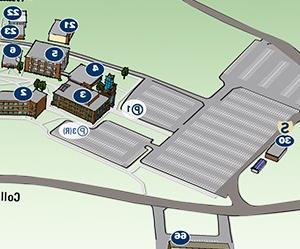 Campus map showing Parking Lots 1 and 3